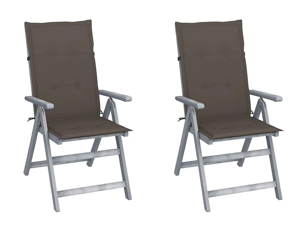 Chaises inclinables de jardin 2 pcs avec coussins Bois d'acacia 42