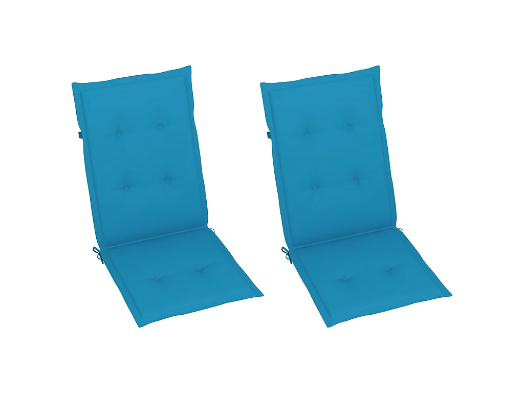 Chaises inclinables de jardin 2 pcs avec coussins bleu Bois d'acacia