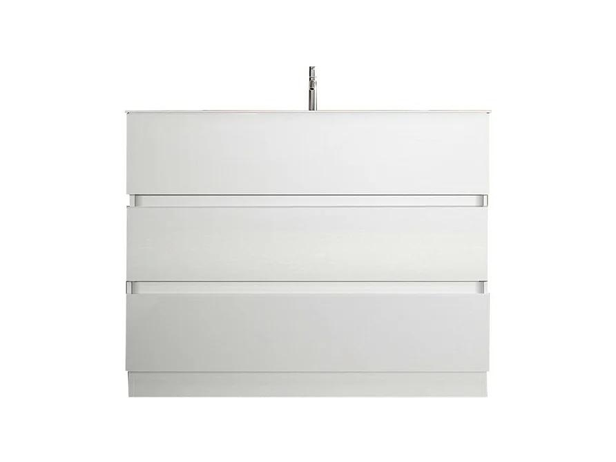Meuble de salle de bain avec 1 vasque et 3 tiroirs, collection VIENNE. Coloris blanc brillant