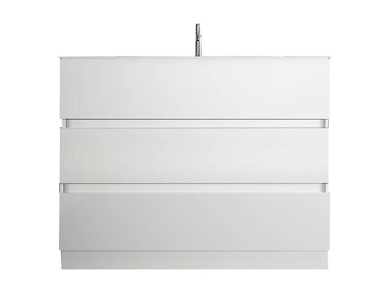 Meuble de salle de bain avec 1 vasque et 3 tiroirs, collection VIENNE. Coloris blanc brillant