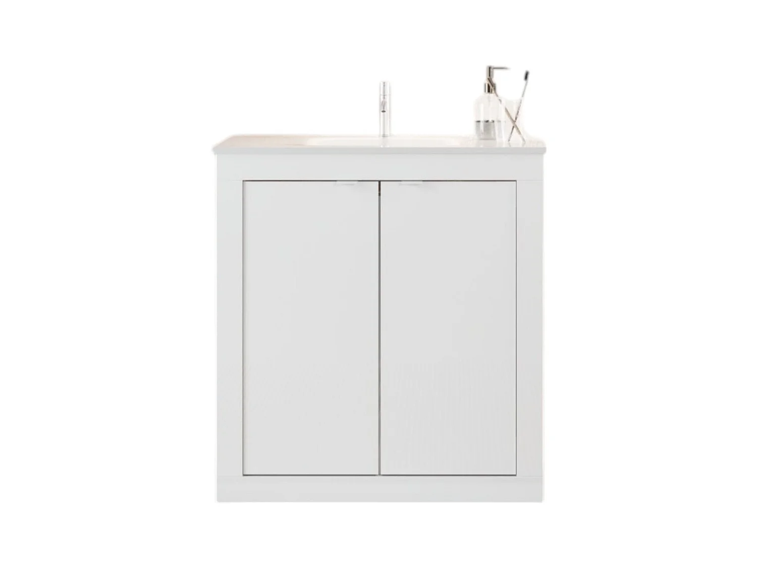 Meuble salle de bain VIENNE – 1 vasque – 2 portes – 82 cm – Blanc brillant – Design moderne