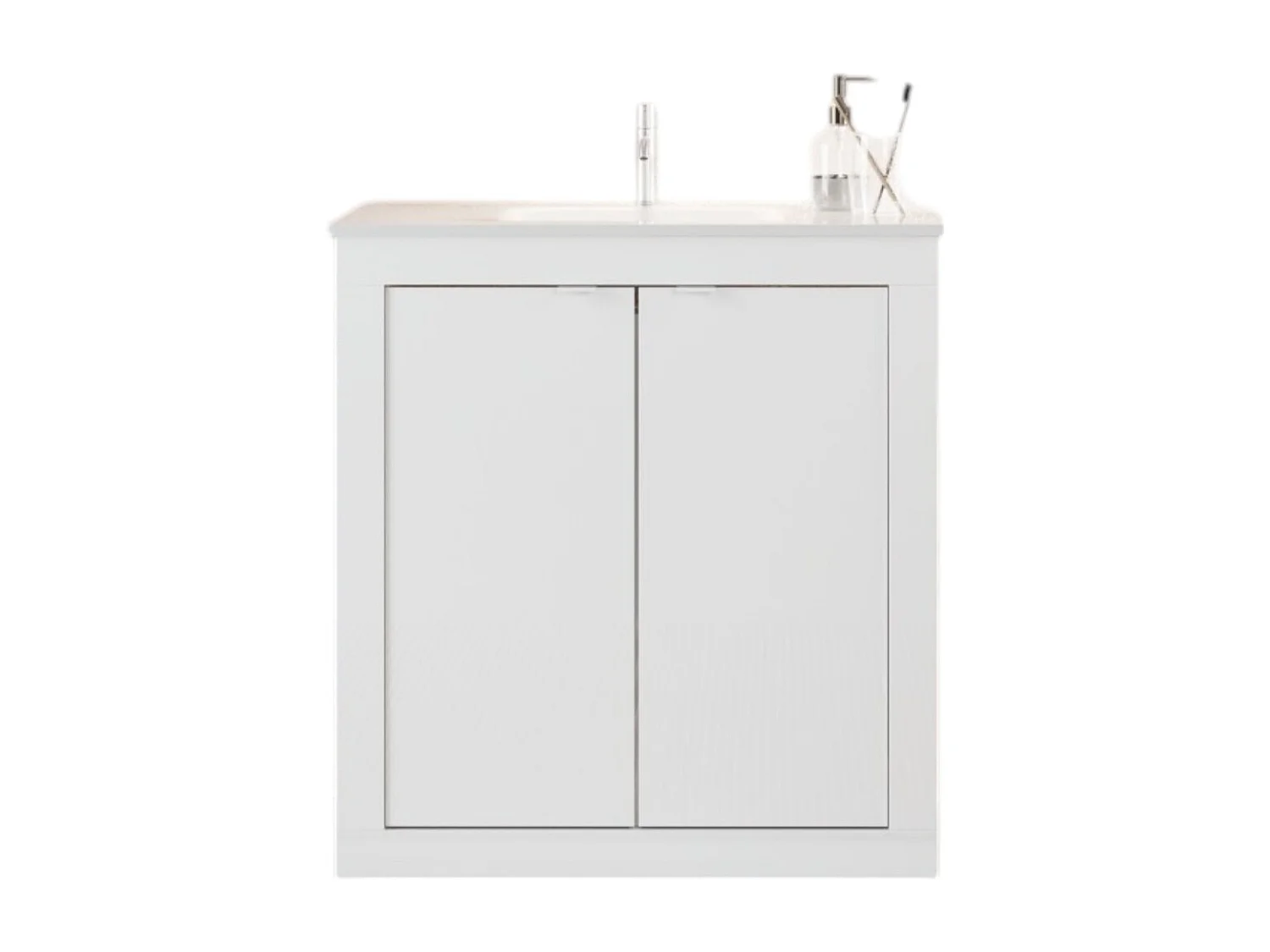 Badezimmermöbel WIEN – 1 Waschbecken – 2 Türen – 82 cm – Hochglanz Weiß – Modernes Design