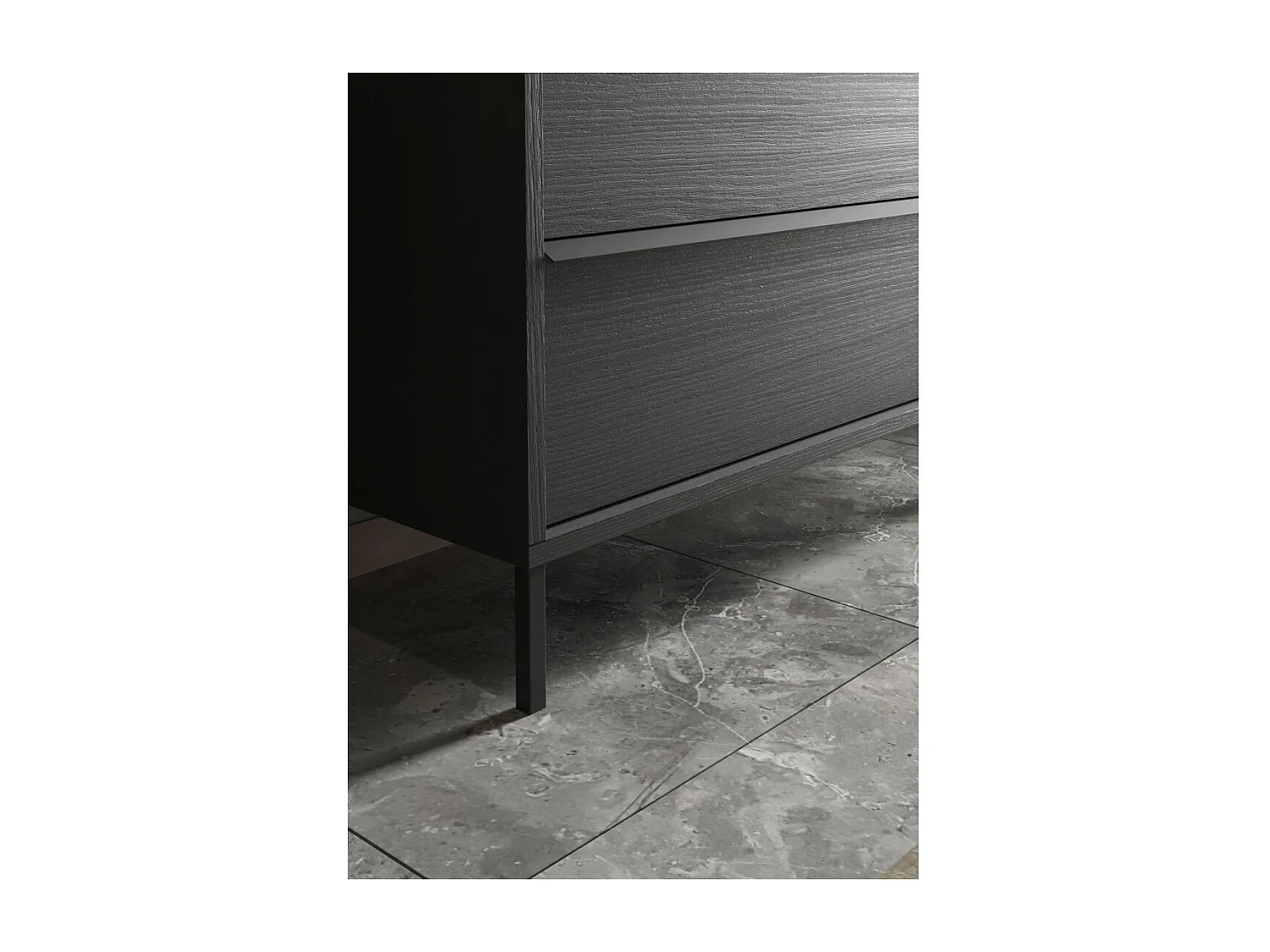 Badezimmermöbel mit Waschbecken und 2 Schubladen, Kollektion FRASSI. Farbe Ascheschwarz.