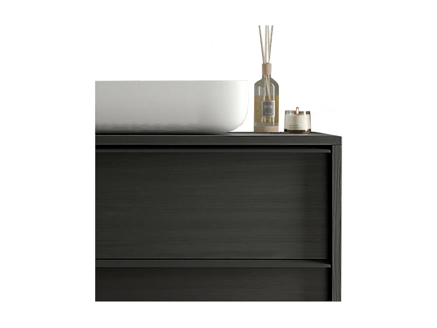 Meuble de salle de bain FRASSI – 79 cm – Noir cendré – Évier inclus – 2 tiroirs