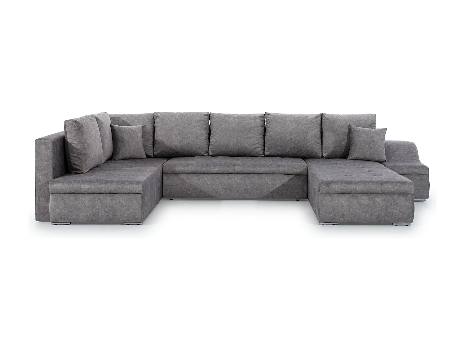 Canapé panoramique convertible simili cuir blanc Jonaz 340cm-Méridienne A droite