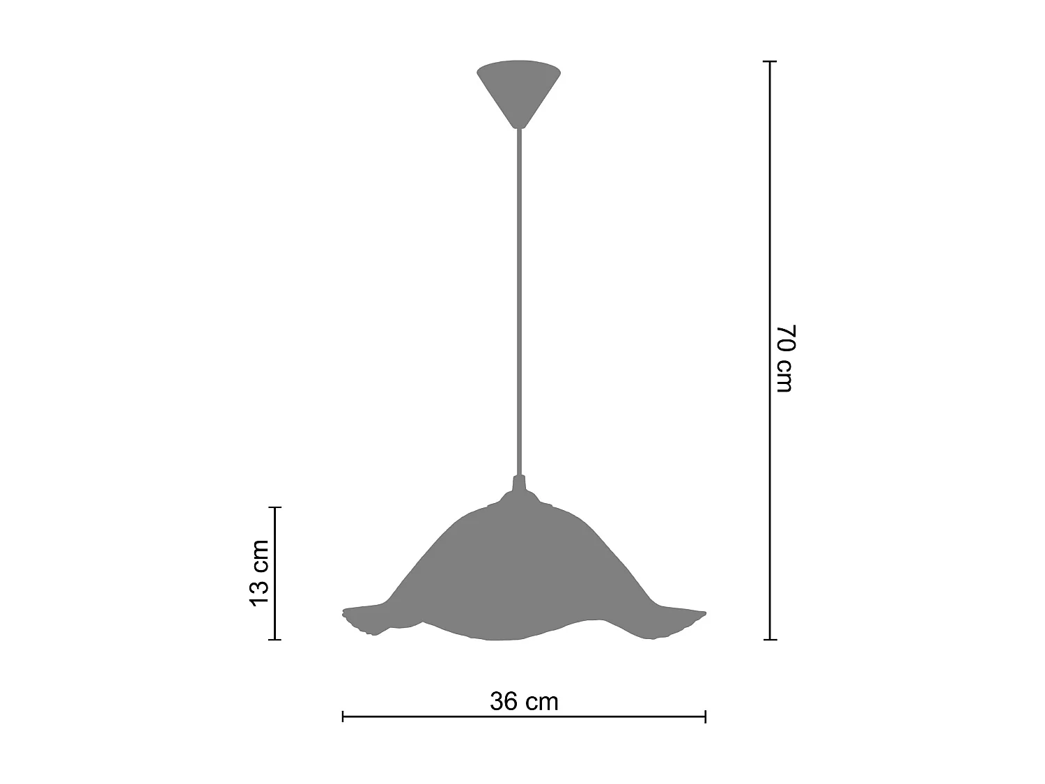 Suspensão TOSEL  FLEUVE metal cúpula preto D44 x  H70  cm