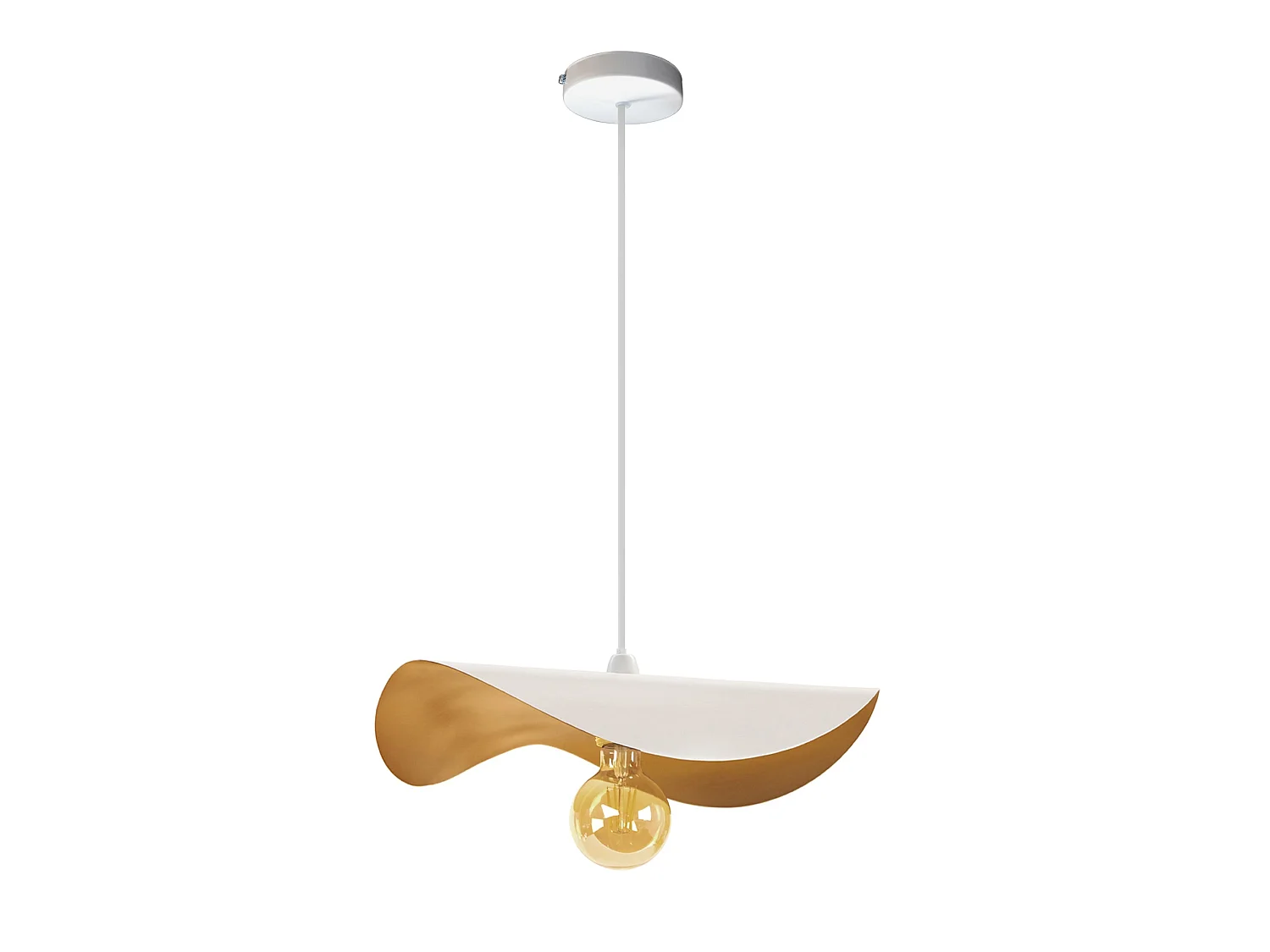 Lampadario a sospensione metallo tovaglia  MADAME bianco   oro D'40cm