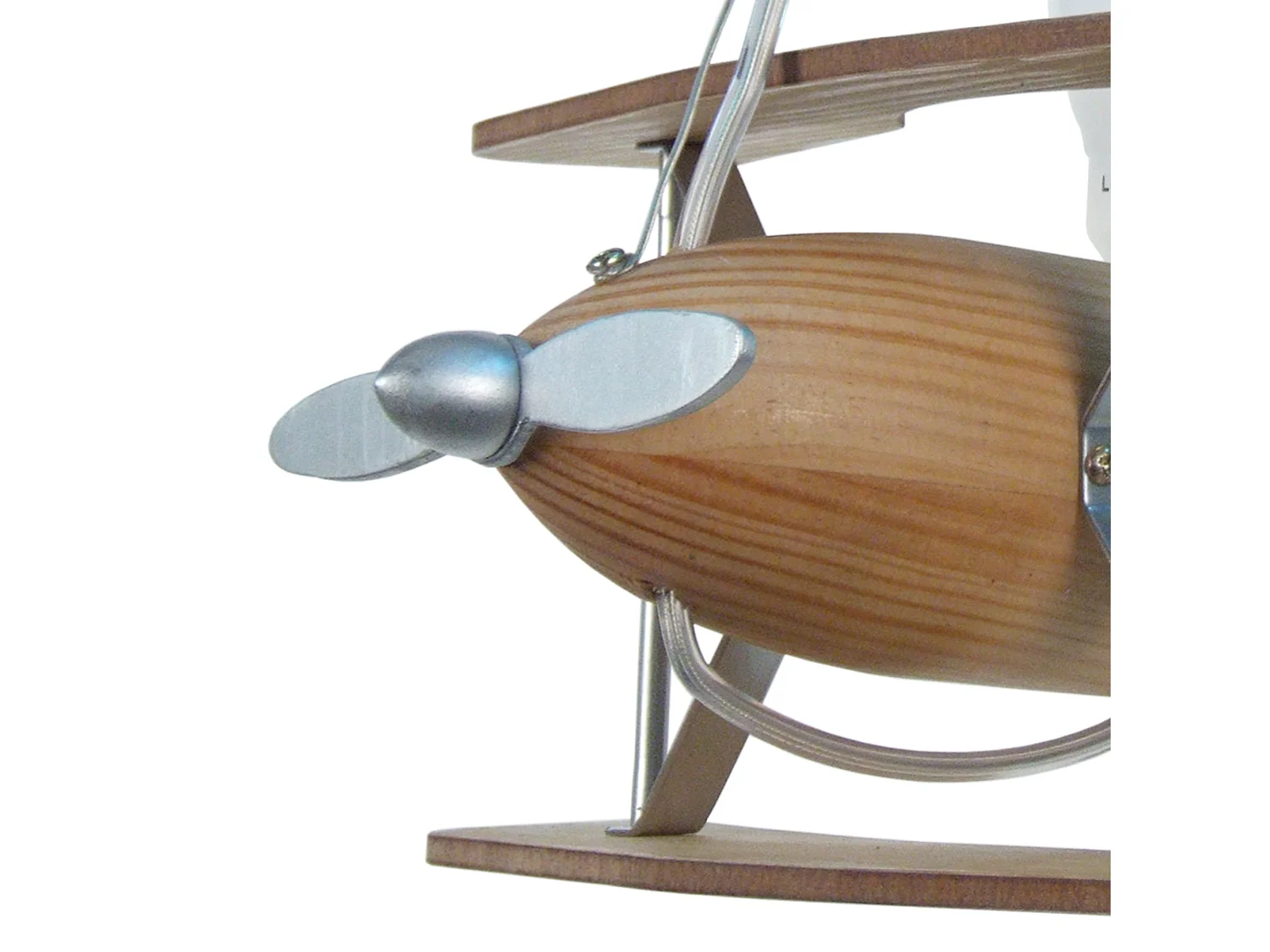 Suspension enfant avion bois naturel, aluminium 74 cm.
