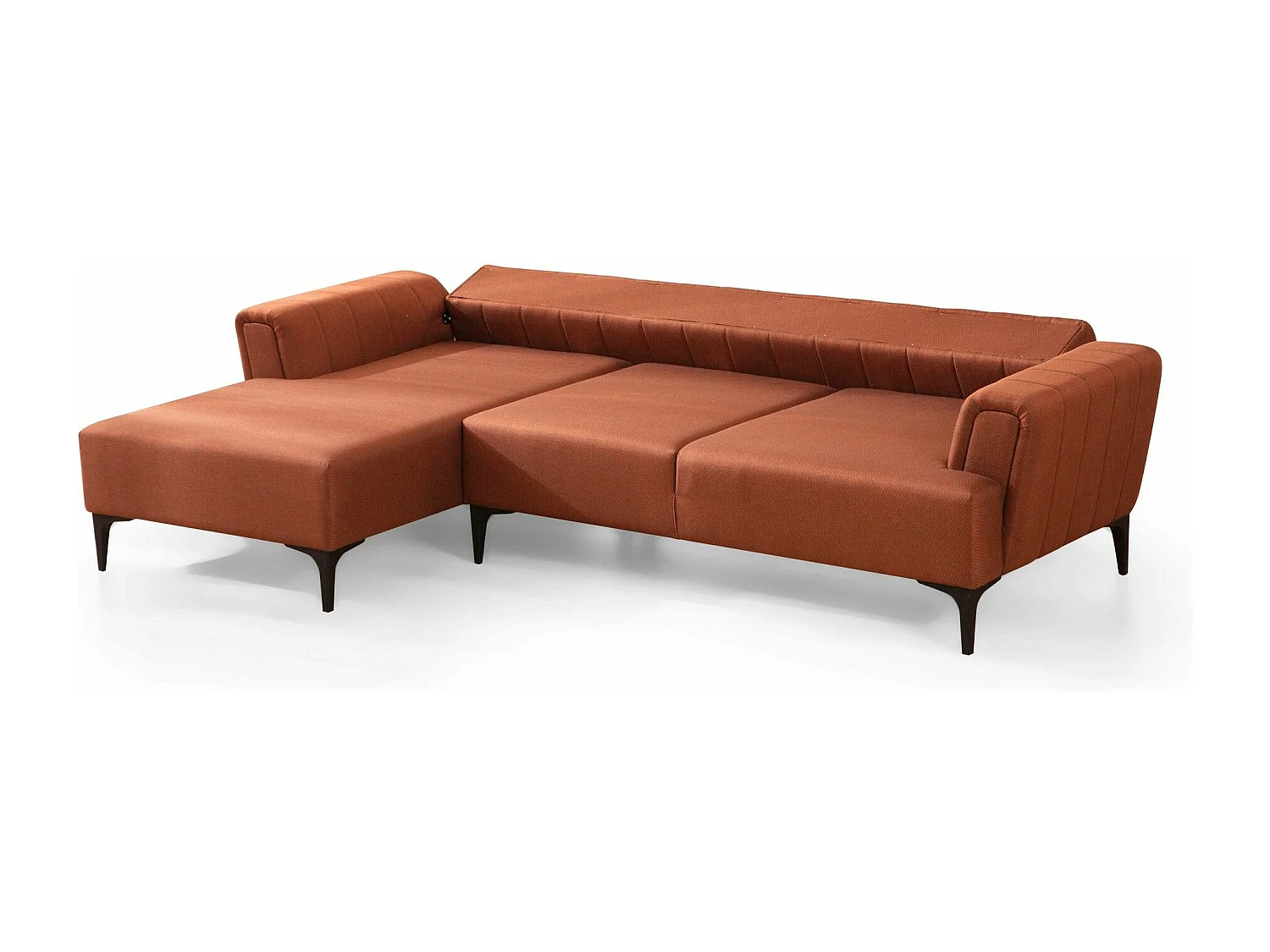 Canapé d'angle à gauche convertible Devinos Tissu Rouge brique