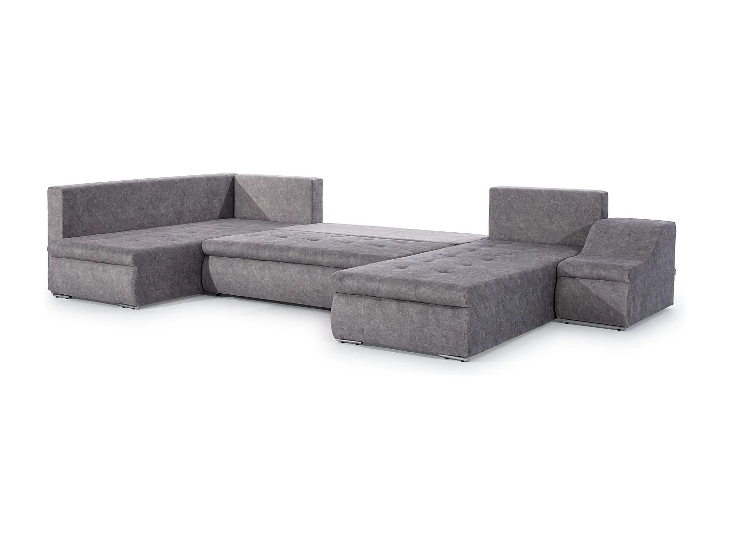 Canapé panoramique convertible tissu gris Jonaz 340cm-Méridienne A droite