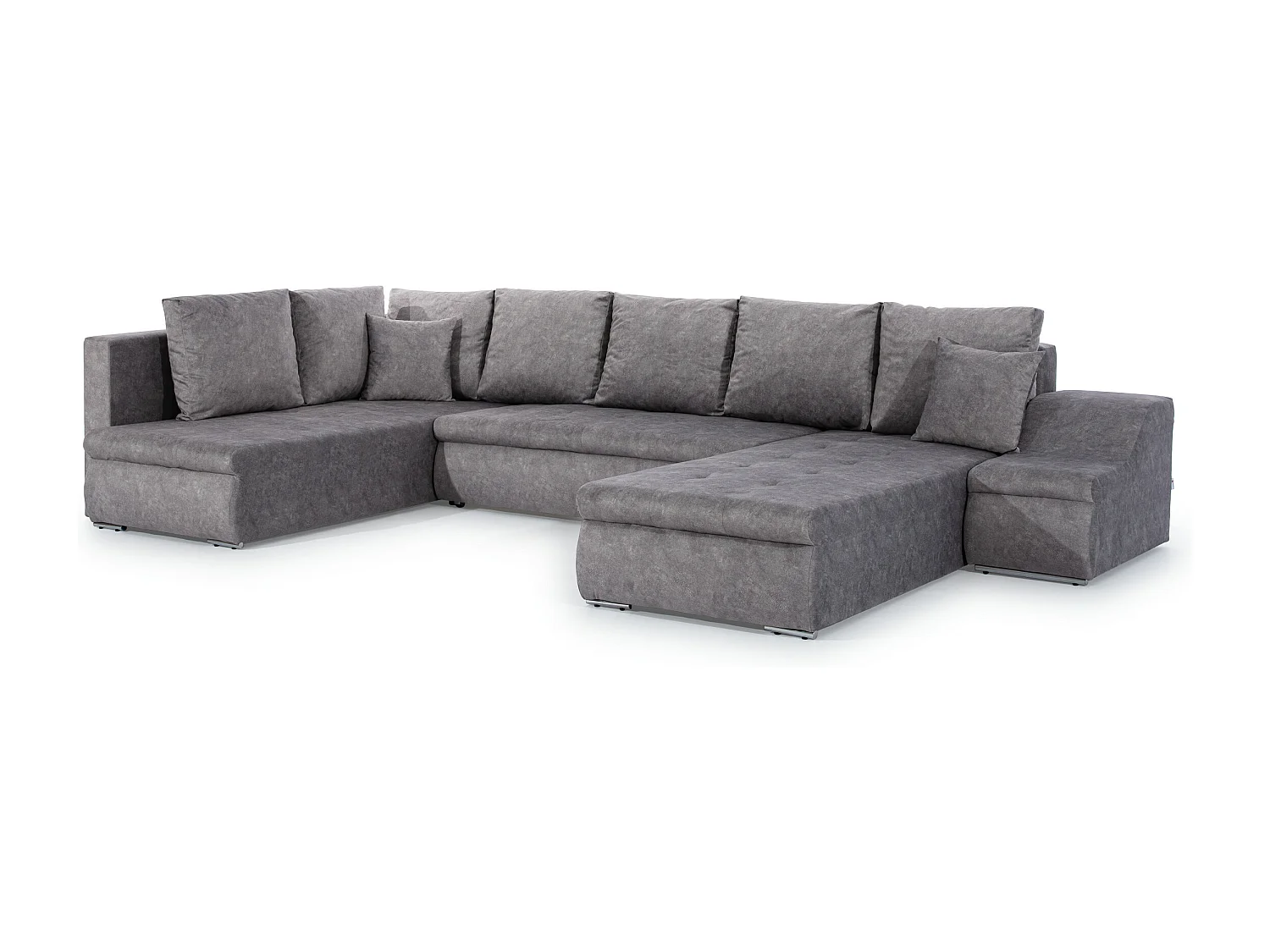 Canapé panoramique convertible tissu gris Jonaz 340cm-Méridienne A droite