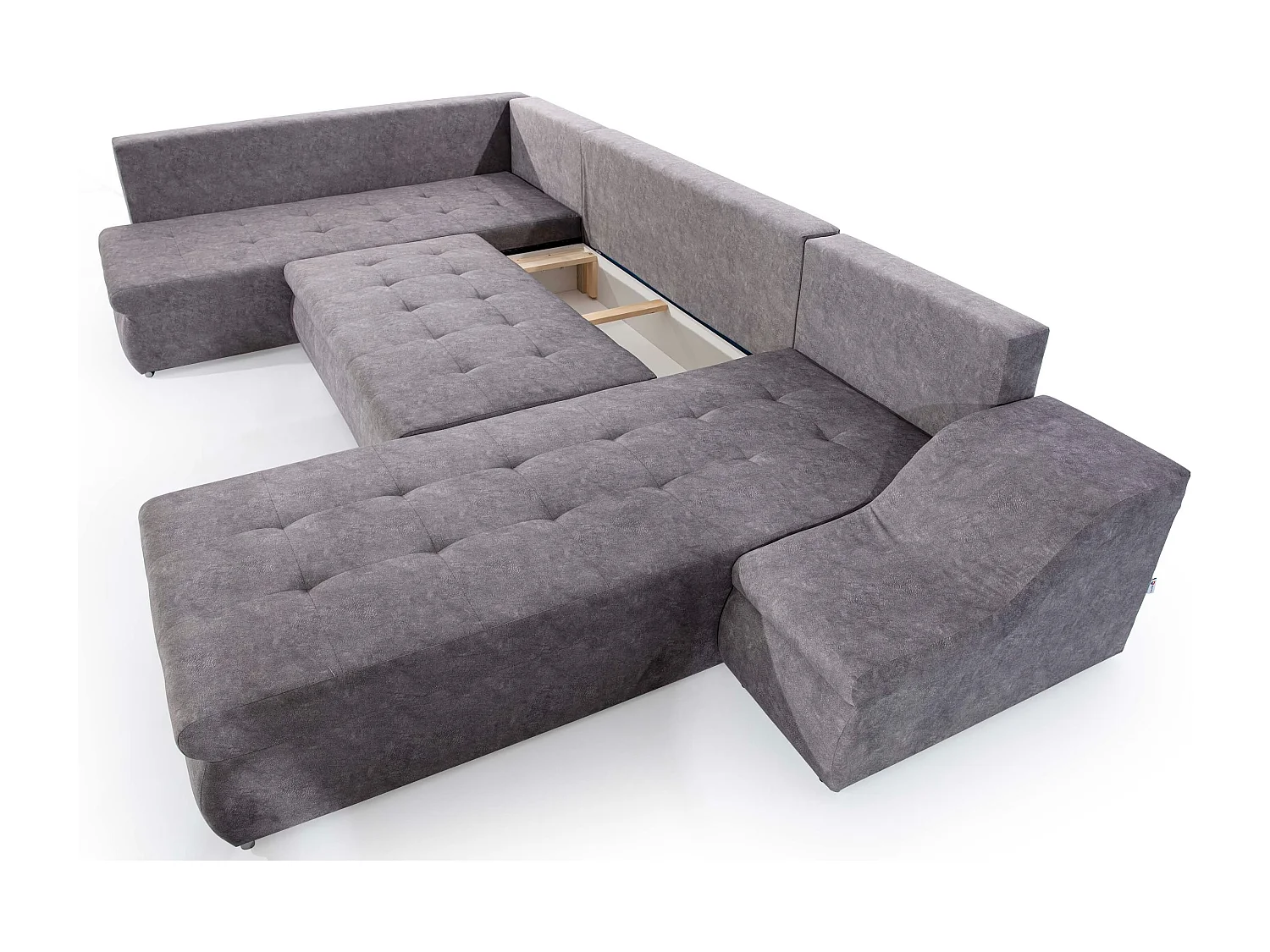 Canapé panoramique convertible tissu gris Jonaz 340cm-Méridienne A droite