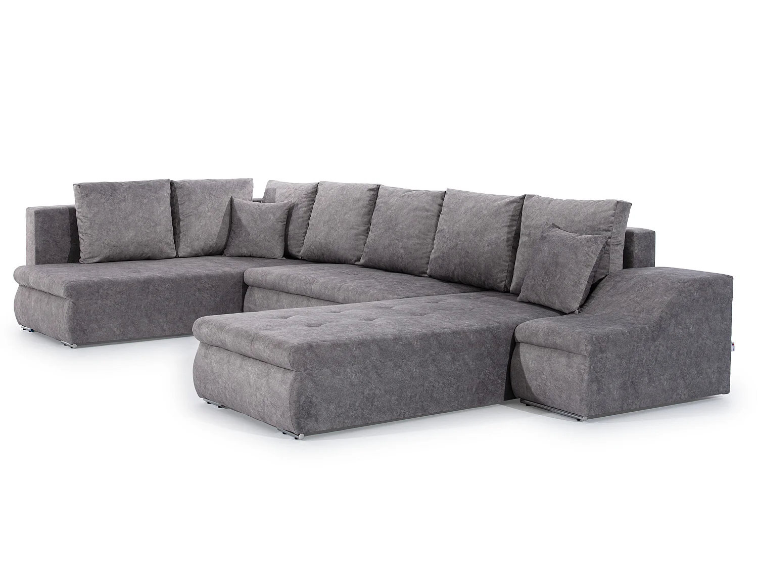Canapé d'angle panoramique convertible 6 places en tissu gris JONAZ 340cm
