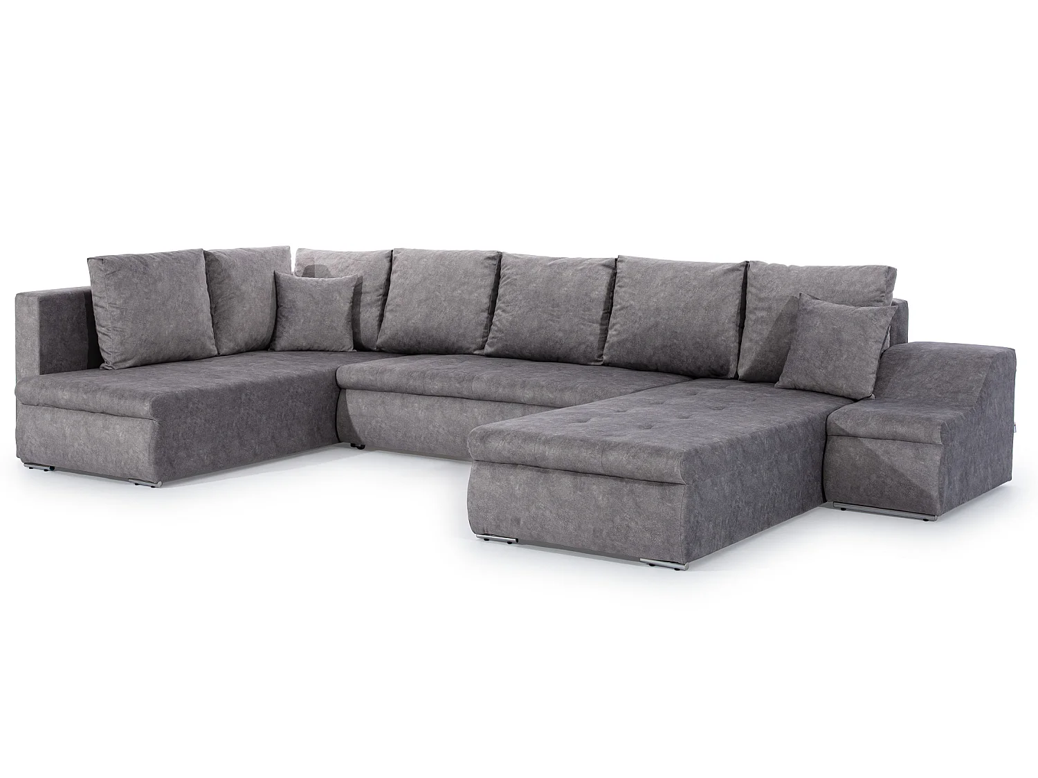 Canapé d'angle panoramique convertible 6 places en tissu gris JONAZ 340cm