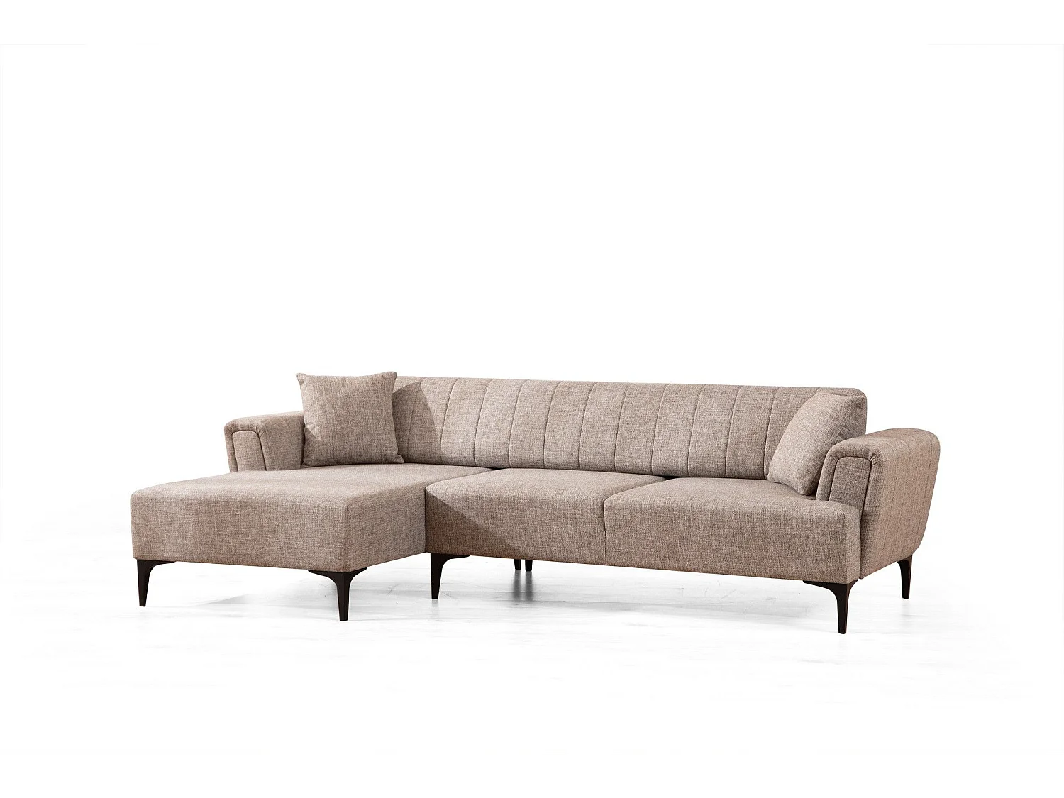 Canapé d'angle à gauche convertible Devinos Tissu Taupe