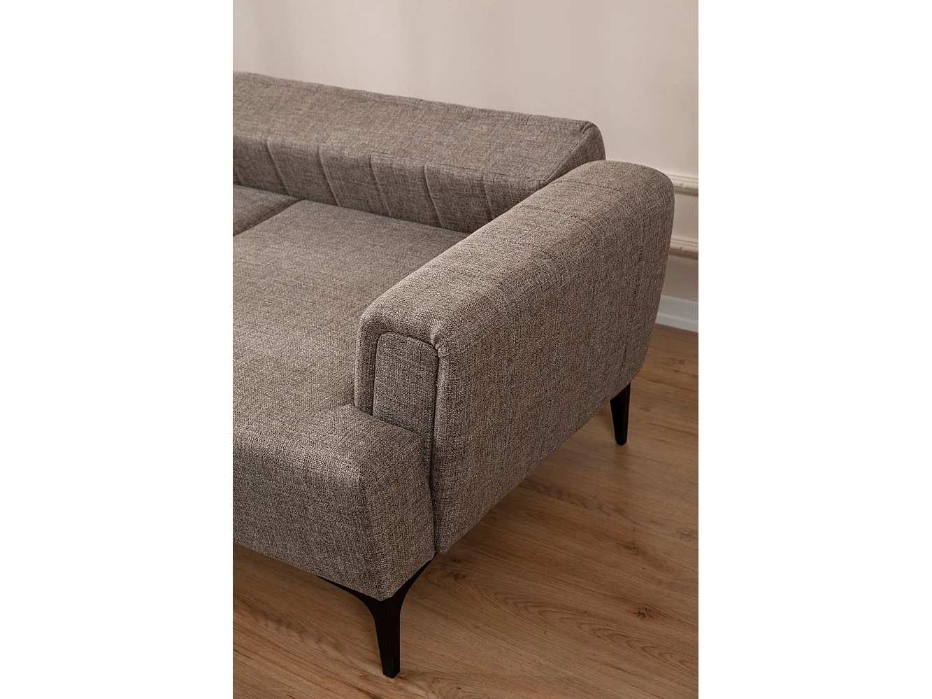 Canapé d'angle à gauche convertible Devinos Tissu Taupe