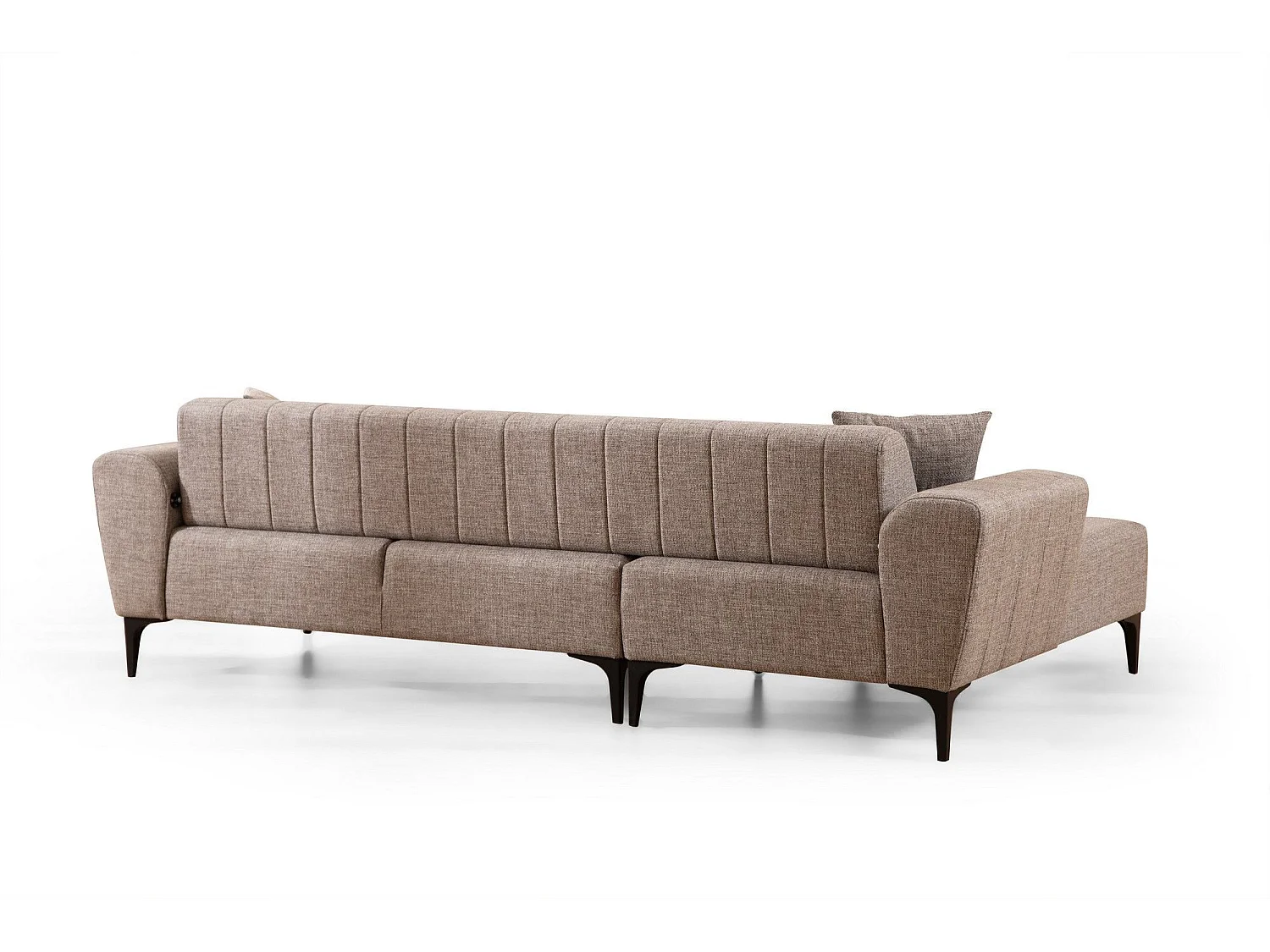 Canapé d'angle à gauche convertible Devinos Tissu Taupe