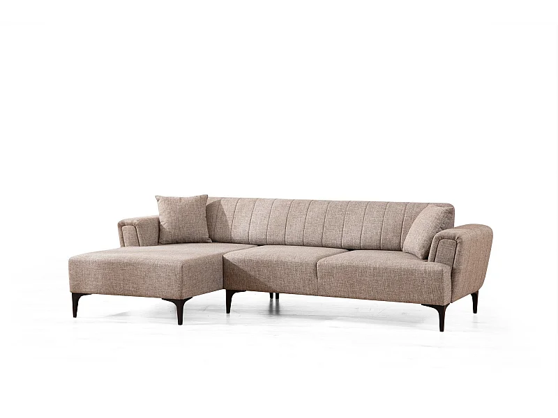 Canapé d'angle à gauche convertible Devinos Tissu Taupe