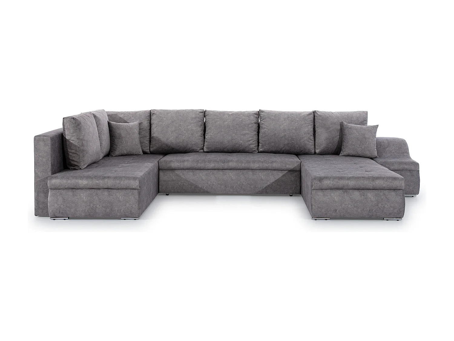 Canapé panoramique convertible simili cuir marron Jonaz 340cm-Méridienne A droite