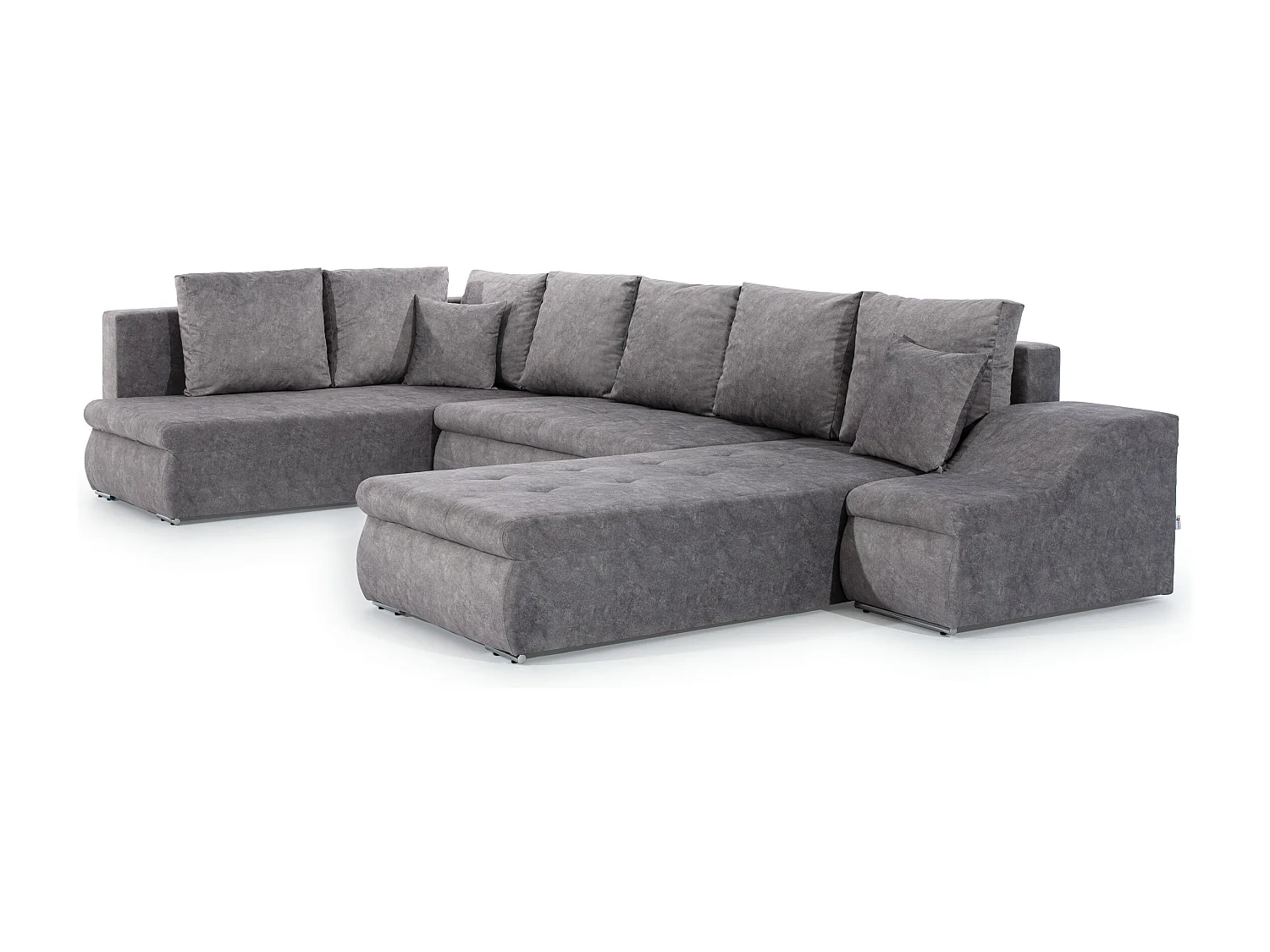 Canapé panoramique convertible simili cuir marron Jonaz 340cm-Méridienne A droite