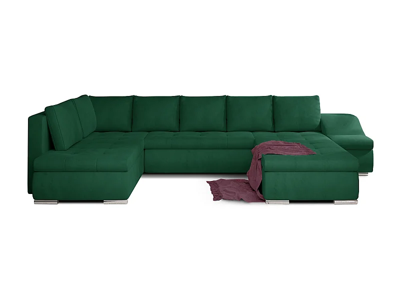 Jonaz groen fluwelen panoramische slaapbank 340 cm-Dagbed Naar rechts