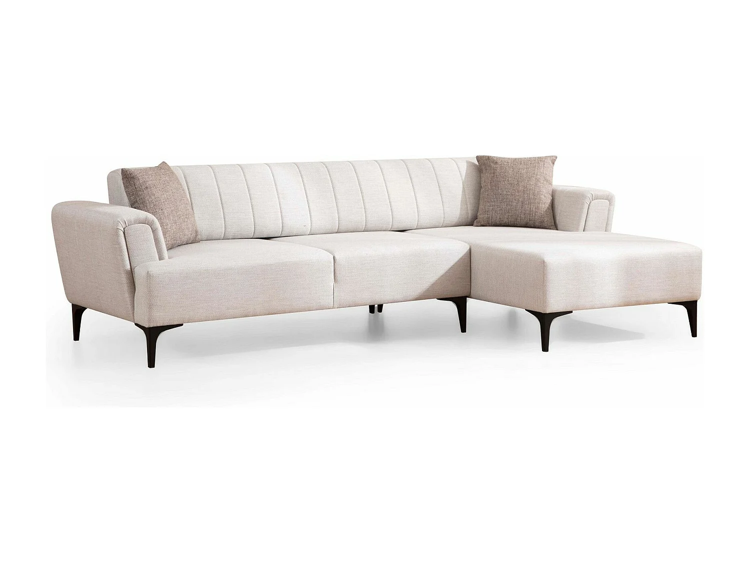 Canapé d'angle à droite convertible Devinos Tissu Écru