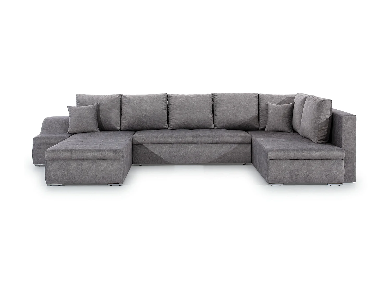 Canapé panoramique convertible tissu gris Jonaz 340cm-Méridienne A gauche