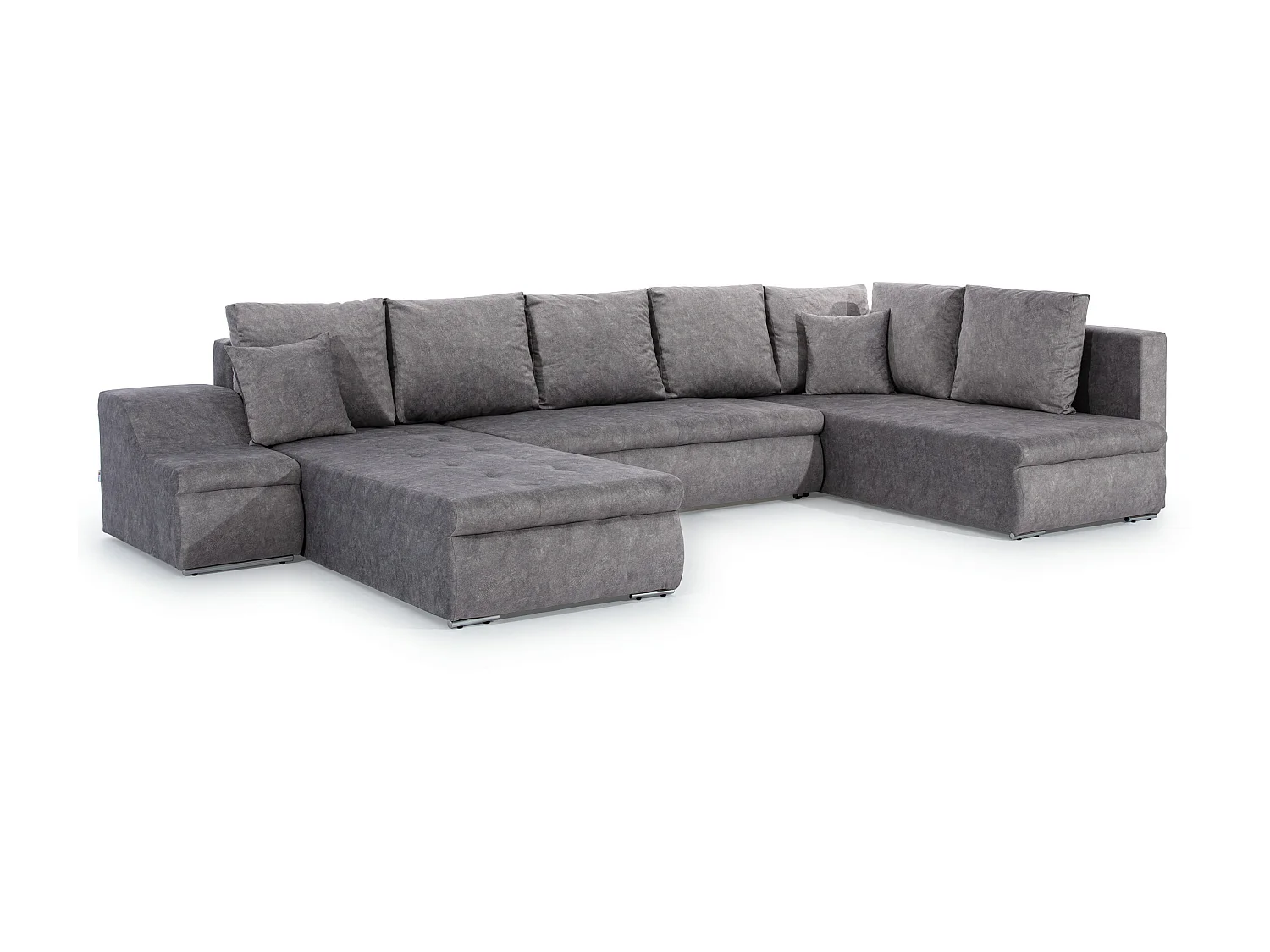 Canapé panoramique convertible tissu gris Jonaz 340cm-Méridienne A gauche