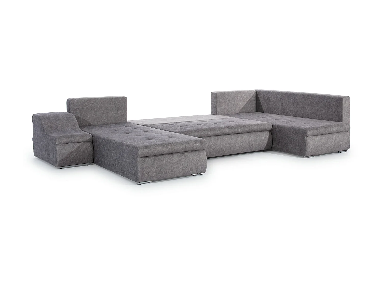 Canapé panoramique convertible tissu gris Jonaz 340cm-Méridienne A gauche