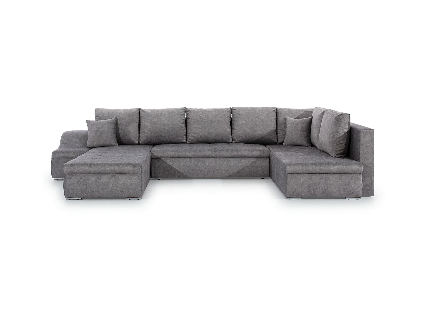 Canapé panoramique convertible tissu gris Jonaz 340cm-Méridienne A gauche