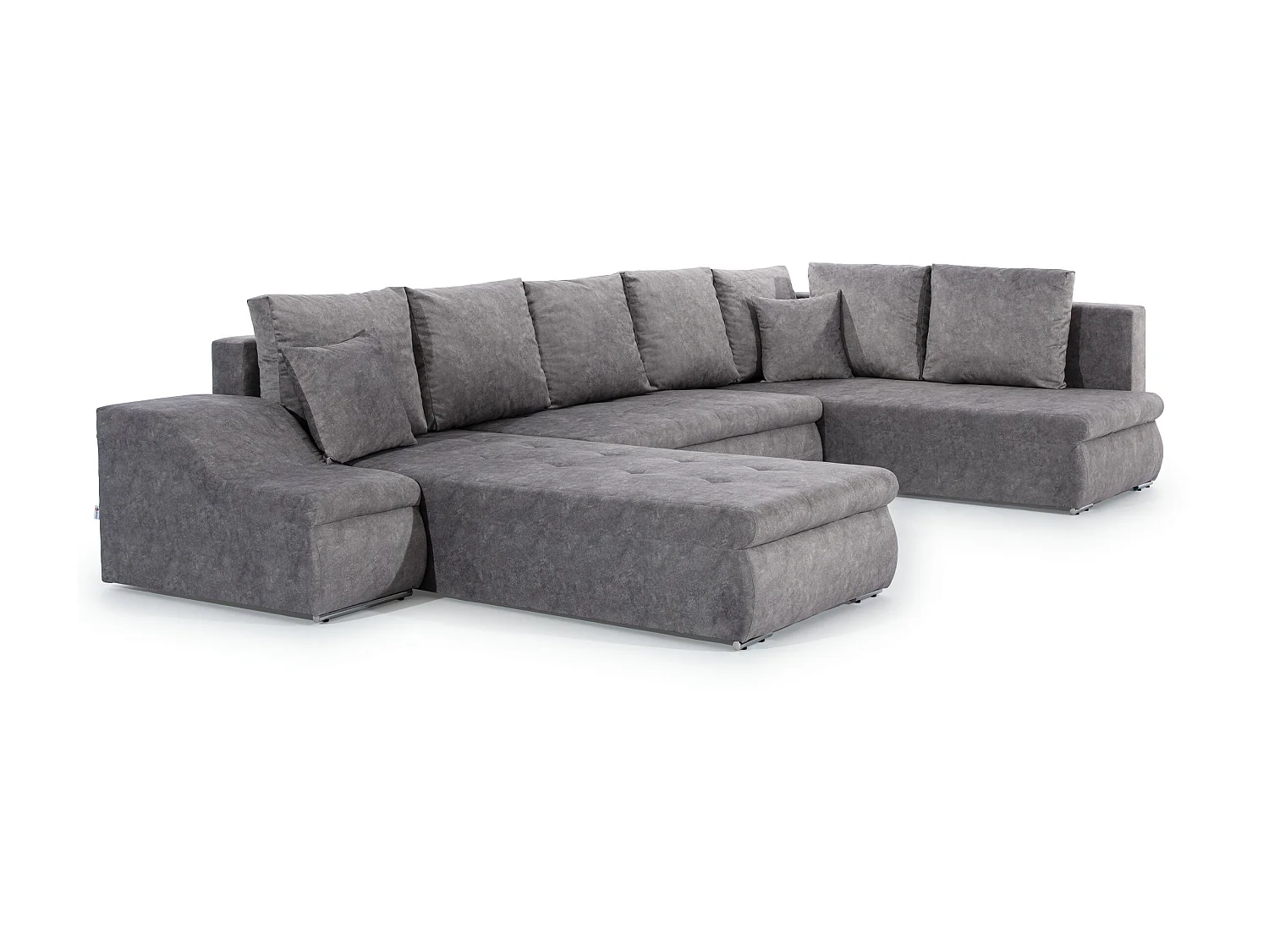 Canapé panoramique convertible tissu gris Jonaz 340cm-Méridienne A gauche