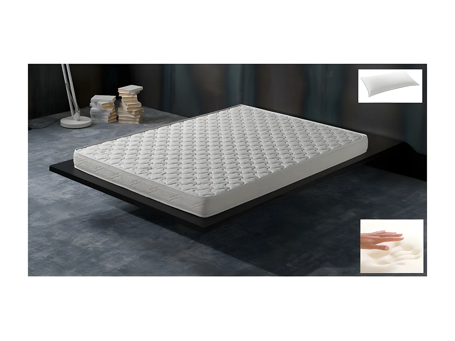 Canapé lit express ECLIPSE ELITE polyuréthane noir sommier lattes 140cm assises et matelas mémoire de forme