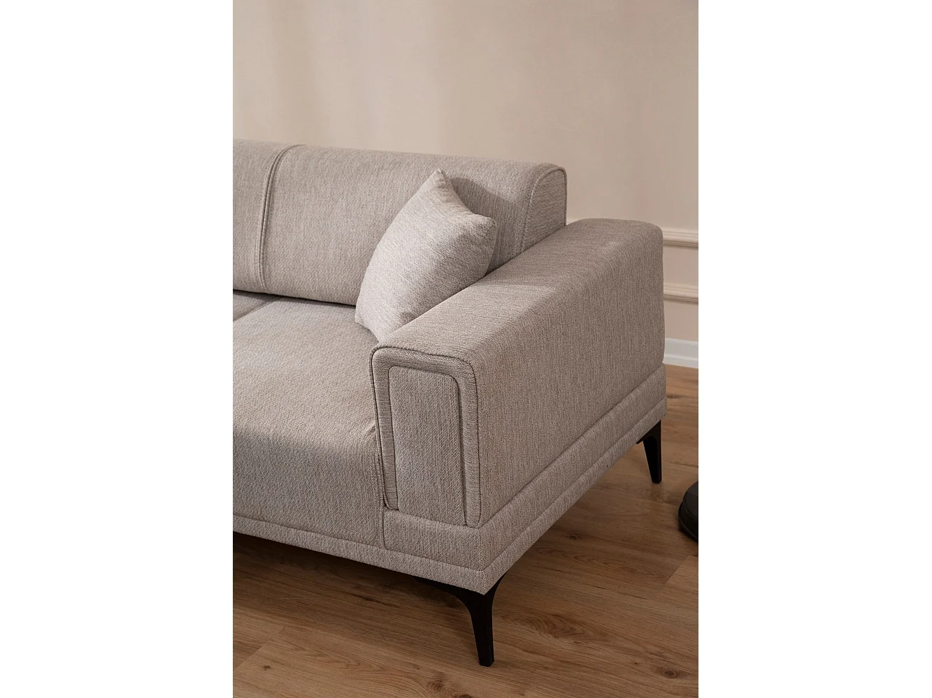 Canapé d'angle convertible méridienne à gauche Vertice Tissu toile Taupe