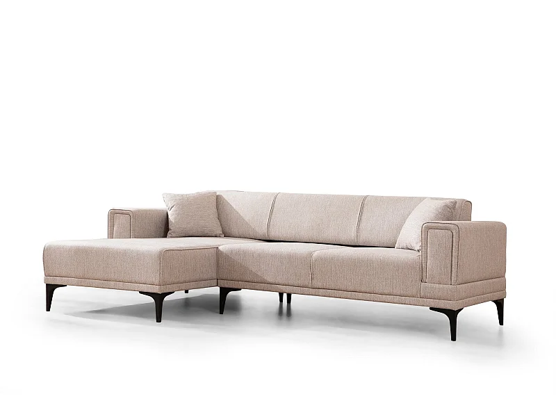 Canapé d'angle convertible méridienne à gauche Vertice Tissu toile Taupe