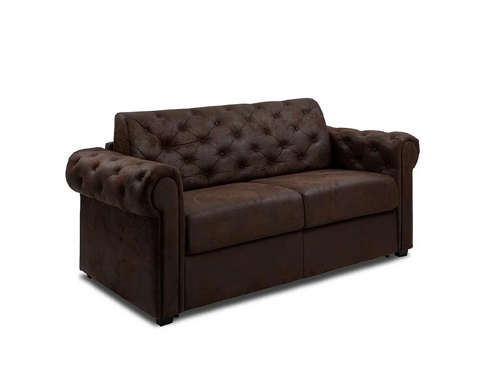 Canapé lit 2-3 places CHESTERFIELD Convertible Express 120cm microfibre Vintage