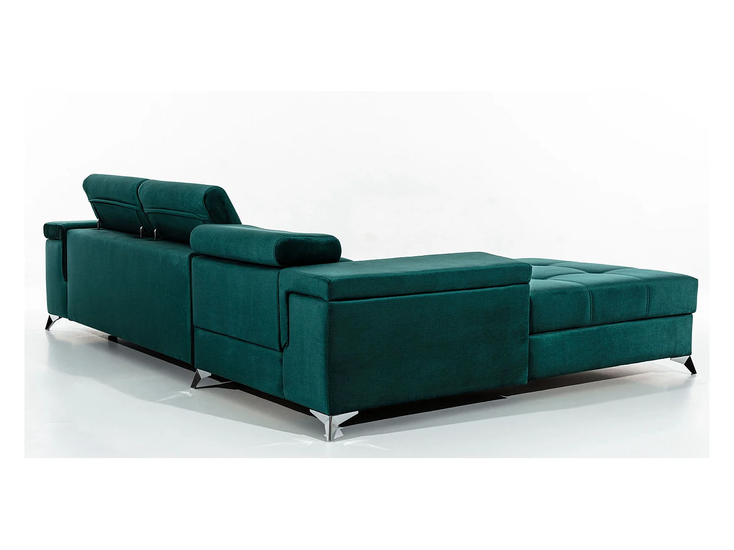 Converteerbare stoffen hoekbank met verstelbare hoofdsteunen Rikaro 280 cm-Kleur Olijfgeel-linkerhoek