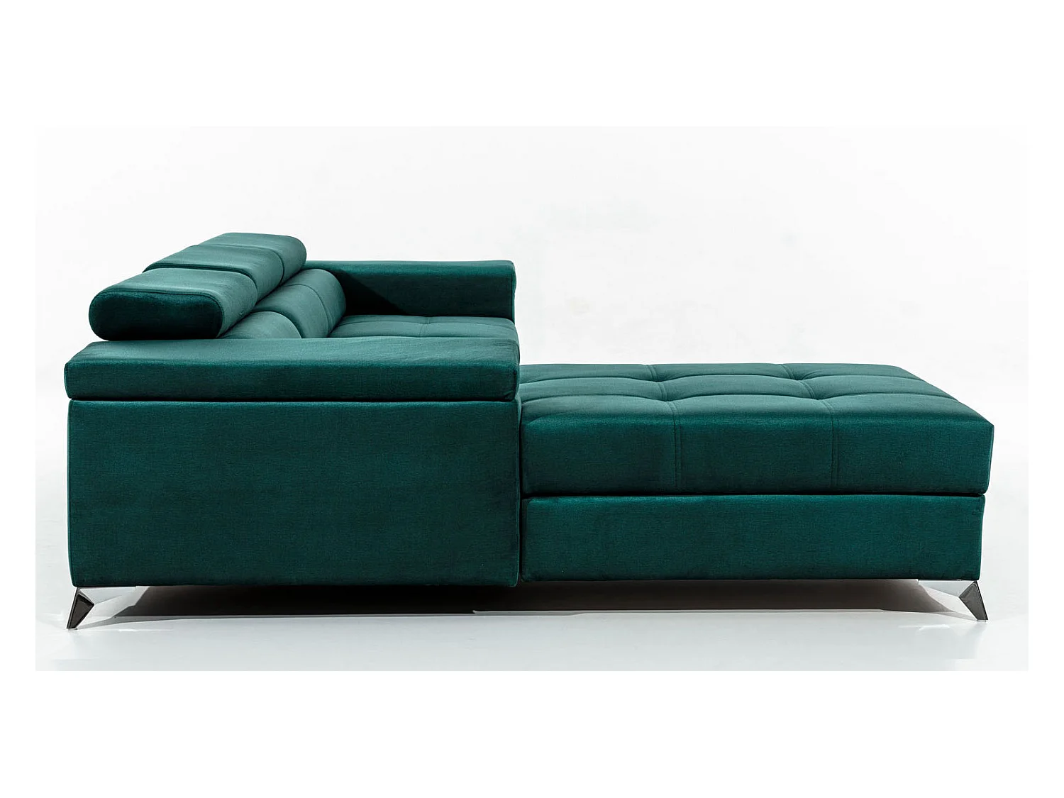 Converteerbare stoffen hoekbank met verstelbare hoofdsteunen Rikaro 280 cm-Kleur Olijfgeel-linkerhoek