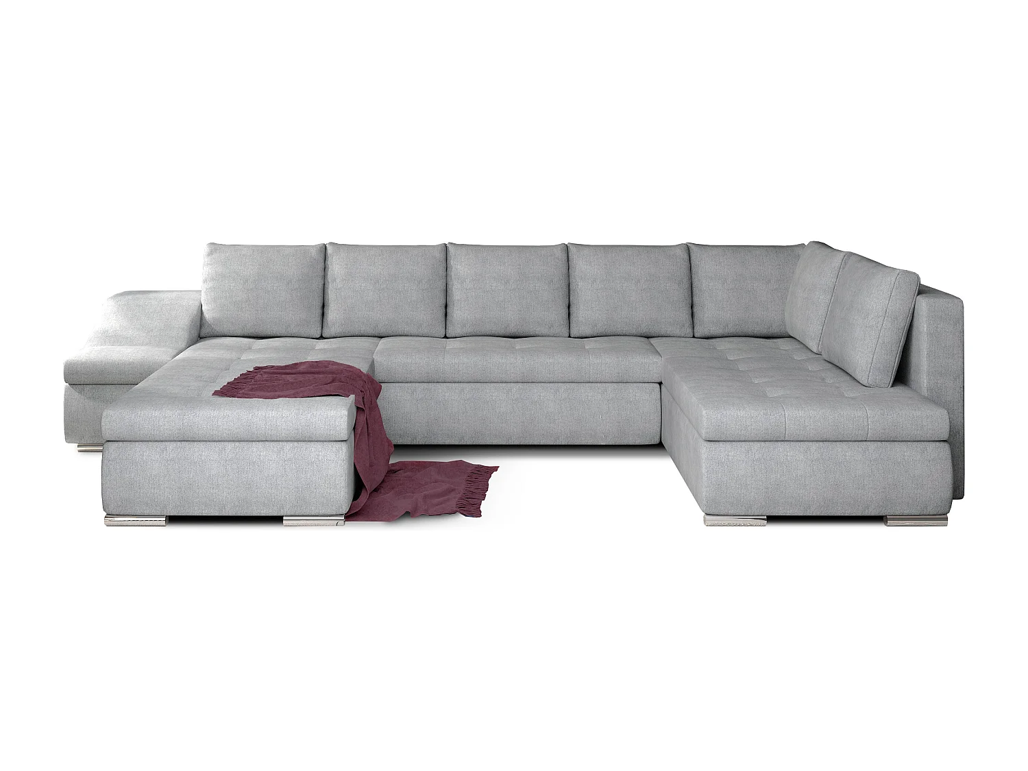 Canapé panoramique convertible tissu gris clair Jonaz 340cm-Méridienne A gauche