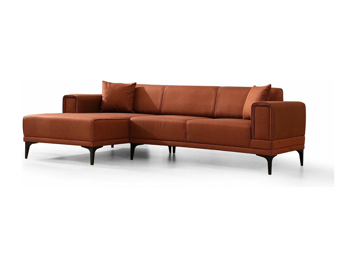 Canapé d'angle convertible méridienne à gauche Vertice Tissu toile Rouge brique