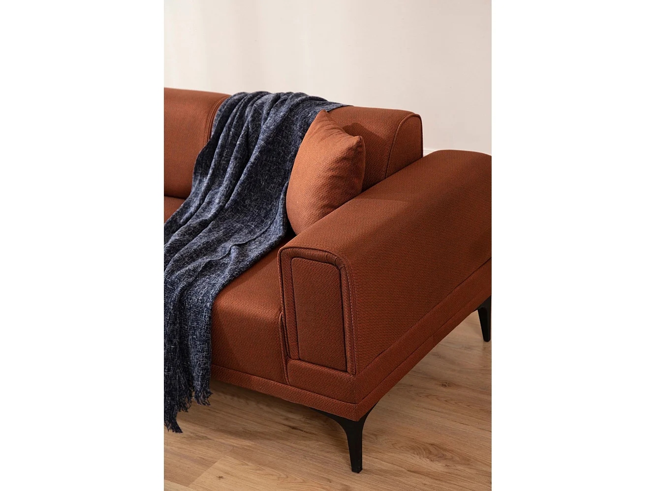 Canapé d'angle convertible méridienne à gauche Vertice Tissu toile Rouge brique