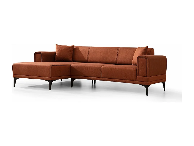 Canapé d'angle convertible méridienne à gauche Vertice Tissu toile Rouge brique