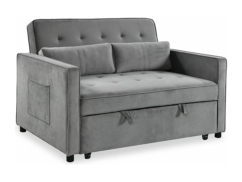 Divano letto a 2 posti Komaria Velours Grey
