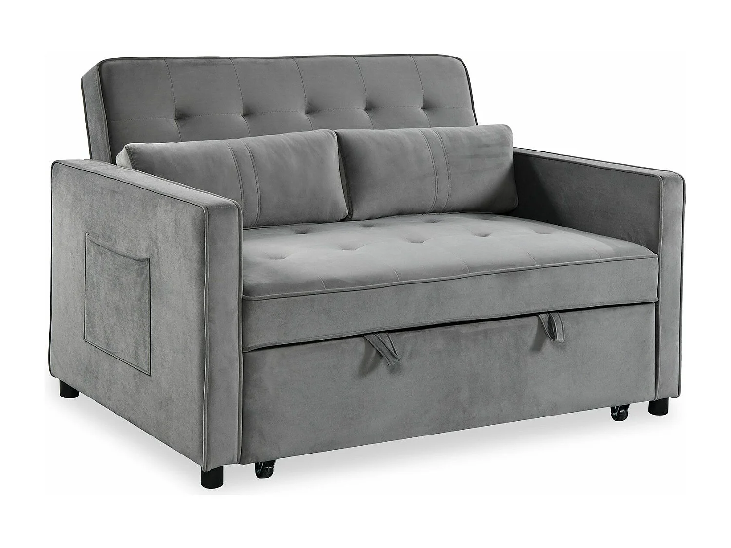 Divano letto a 2 posti Komaria Velours Grey
