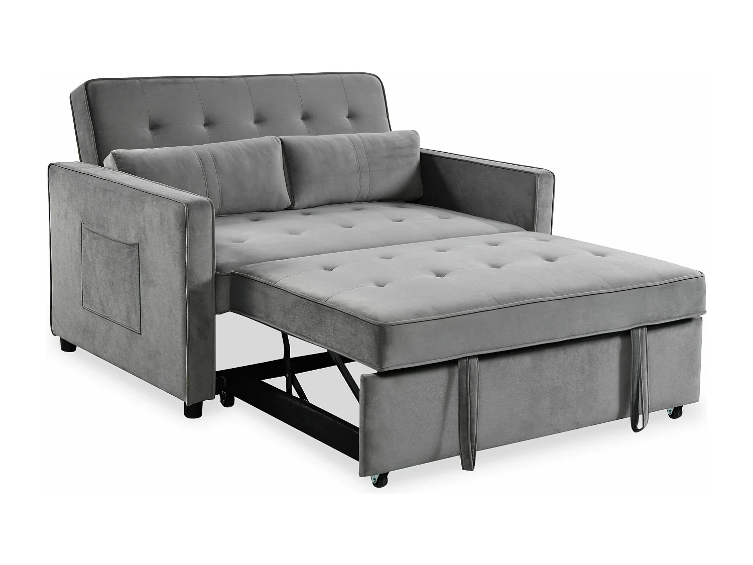 Divano letto a 2 posti Komaria Velours Grey