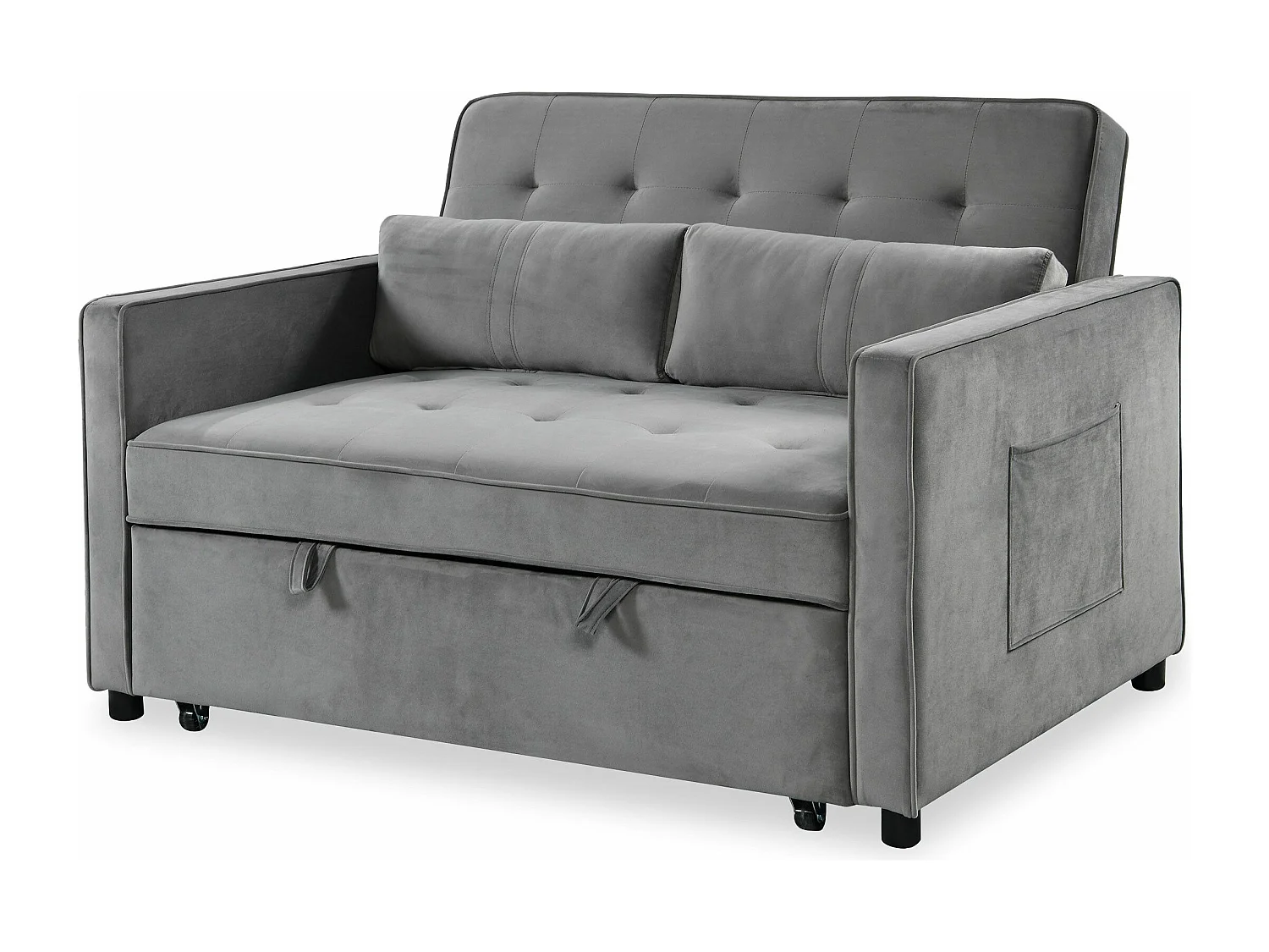 Divano letto a 2 posti Komaria Velours Grey