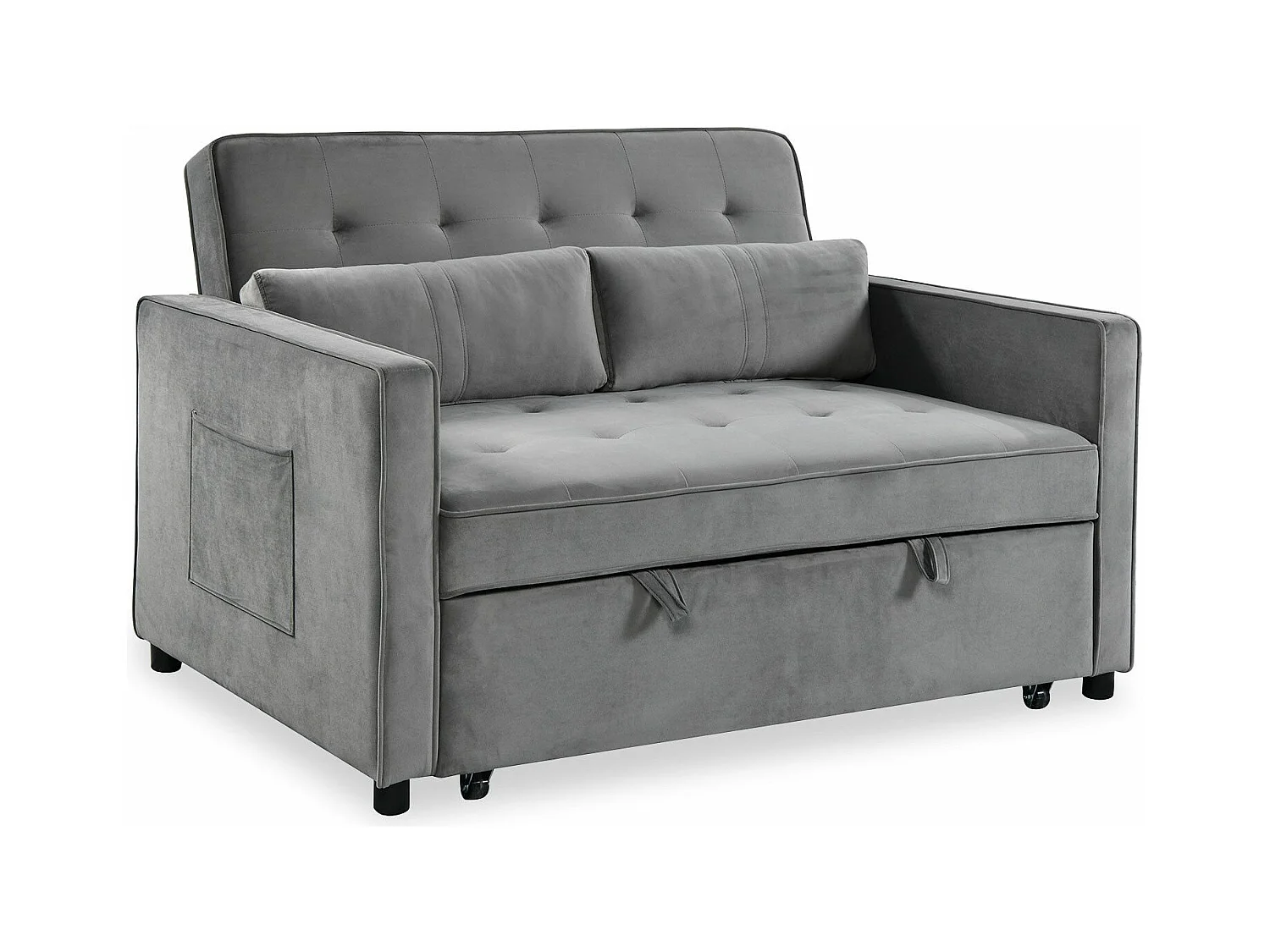 Canapé convertible 2 places Komaria Velours Gris