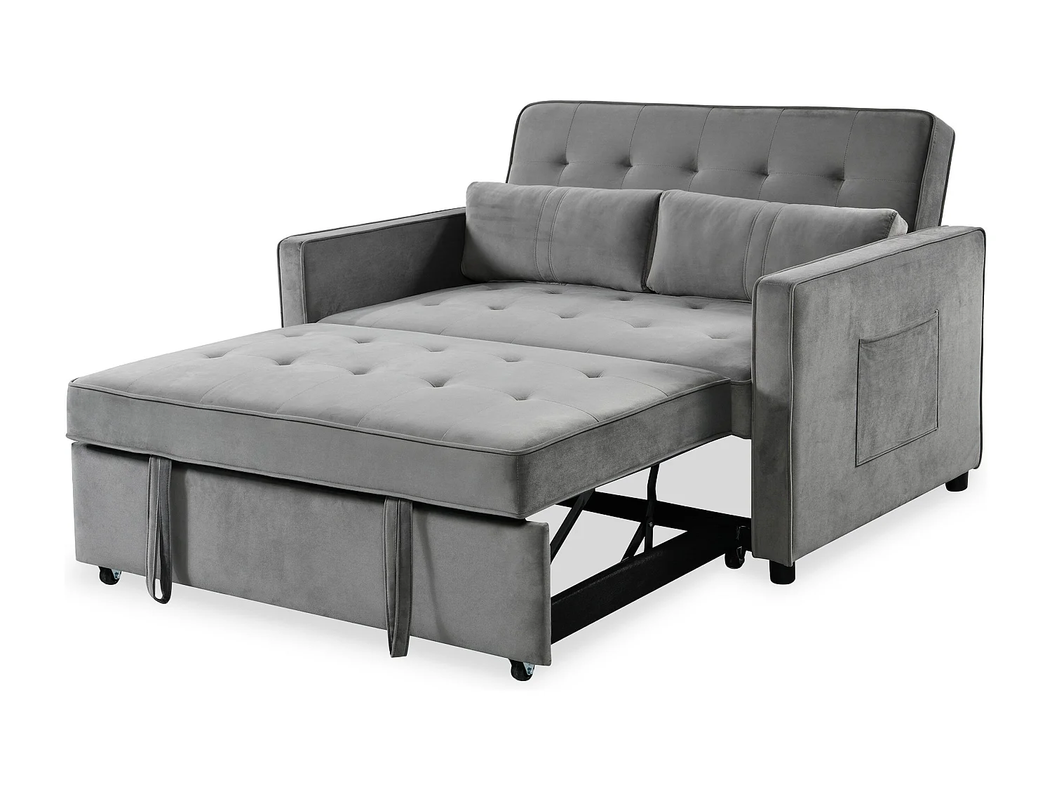 Canapé convertible 2 places Komaria Velours Gris
