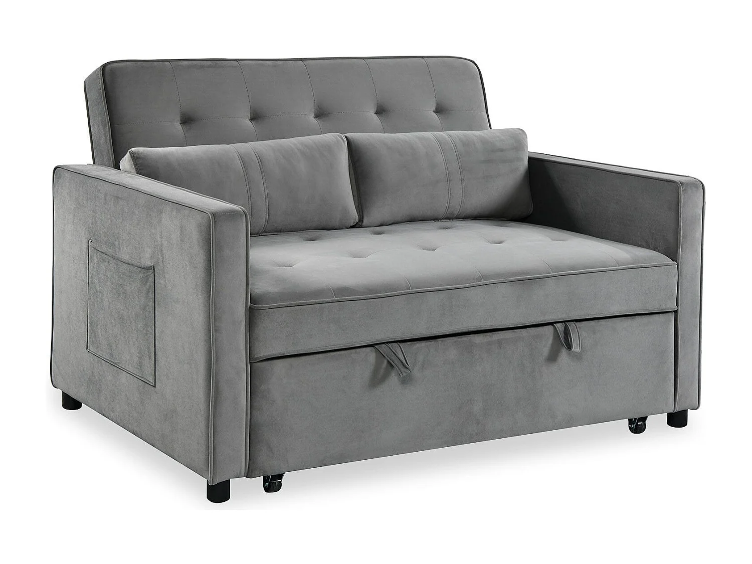 Canapé convertible 2 places Komaria Velours Gris