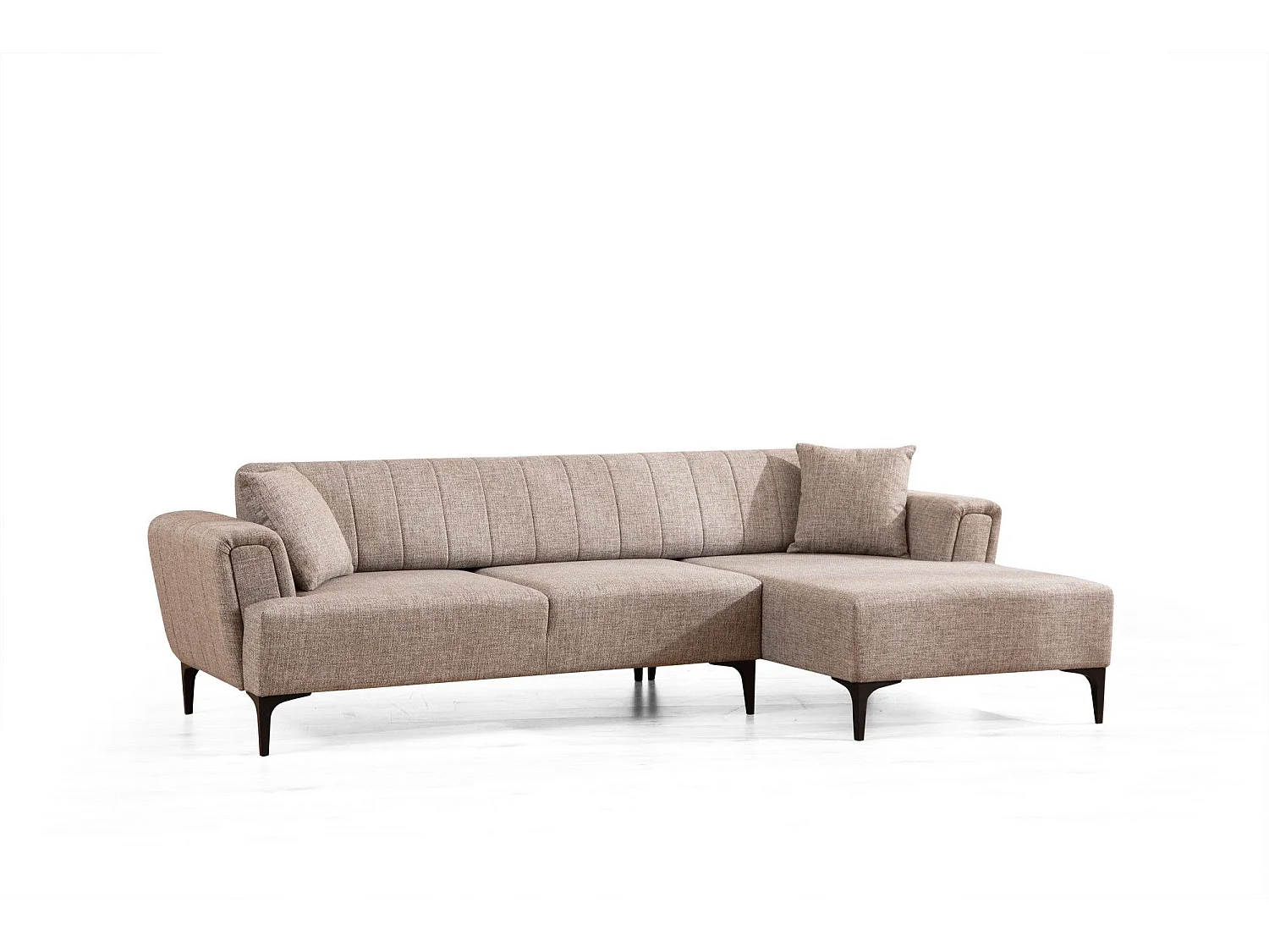 Canapé d'angle à droite convertible Devinos Tissu Taupe