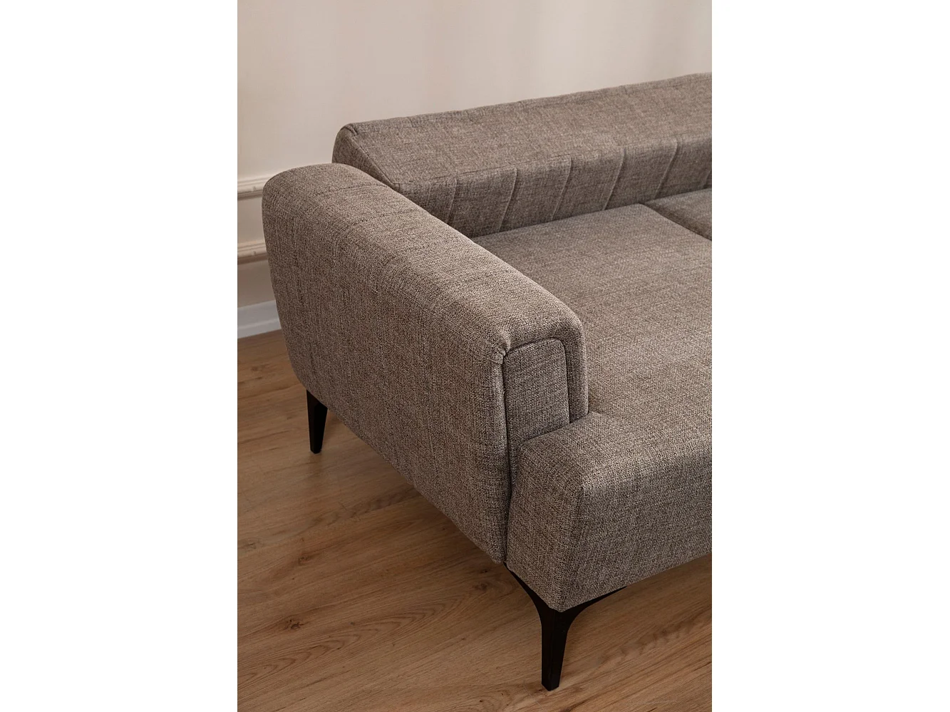 Canapé d'angle à droite convertible Devinos Tissu Taupe